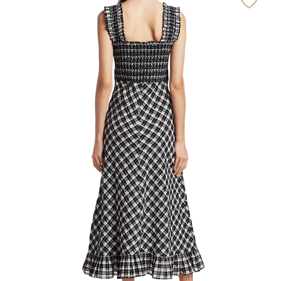 NWT GANNI Smocked checked seersucker dress - Picture 3 of 6